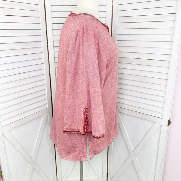 Victoria’s Essentials Linen Chambray Tunic Shirt Red XXL - Picture 3 of 14
